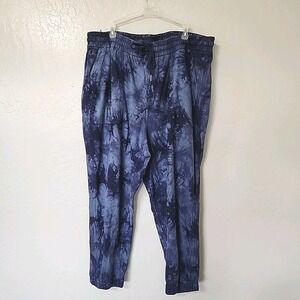 Athleta‎ Farallon Blue Tie Dye Drawstring Elastic Waist Jogger Pants Women's 2X